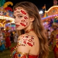 thumbnail image 4 of 4 Sheets Face Candy Face Carnival Face Temporary For Candy Costume Carnival Costume Party Face Decal Sheets For Costume And Festival Peel And Apply Temporary Sheets, 4 of 8