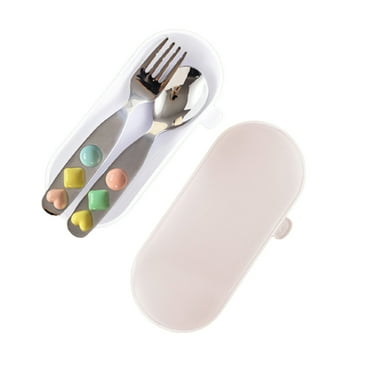 Christmas Savings Clearance! FELTREE Fork, 2pcs Toddler Utensils Baby Spoon Fork Set Toddler Flatware Set with Travel Carrying Case Baby Feeding Training Spoons Forks with Cute Handle Stainless Steel