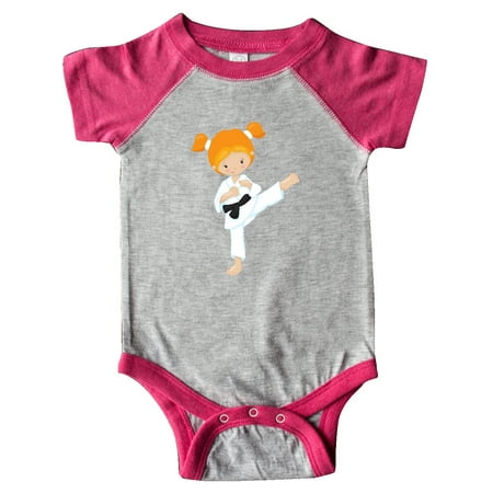 

Inktastic Cute Girl Orange Hair Karate Pose Black Belt Gift Baby Girl Bodysuit