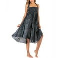 thumbnail image 3 of SWSMCLT Summer Beach Coverup Maxi Skirt for Women Halter Top Midi Dresses Black Charcoal Long Length Spring Casual Peasant Gypsy Hippie Boho Print Elastic Shirred Waist Patterned5 Small-Large, 3 of 5