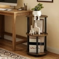 thumbnail image 3 of Furinno TURN-N-TUBE Side Table, 3-Tier Round End Table, Half Round Top Panel Night Stand, Nightstand, Bedside Table with Open Shelf, for Living Room, Bedroom, Amber Oak, 3 of 5