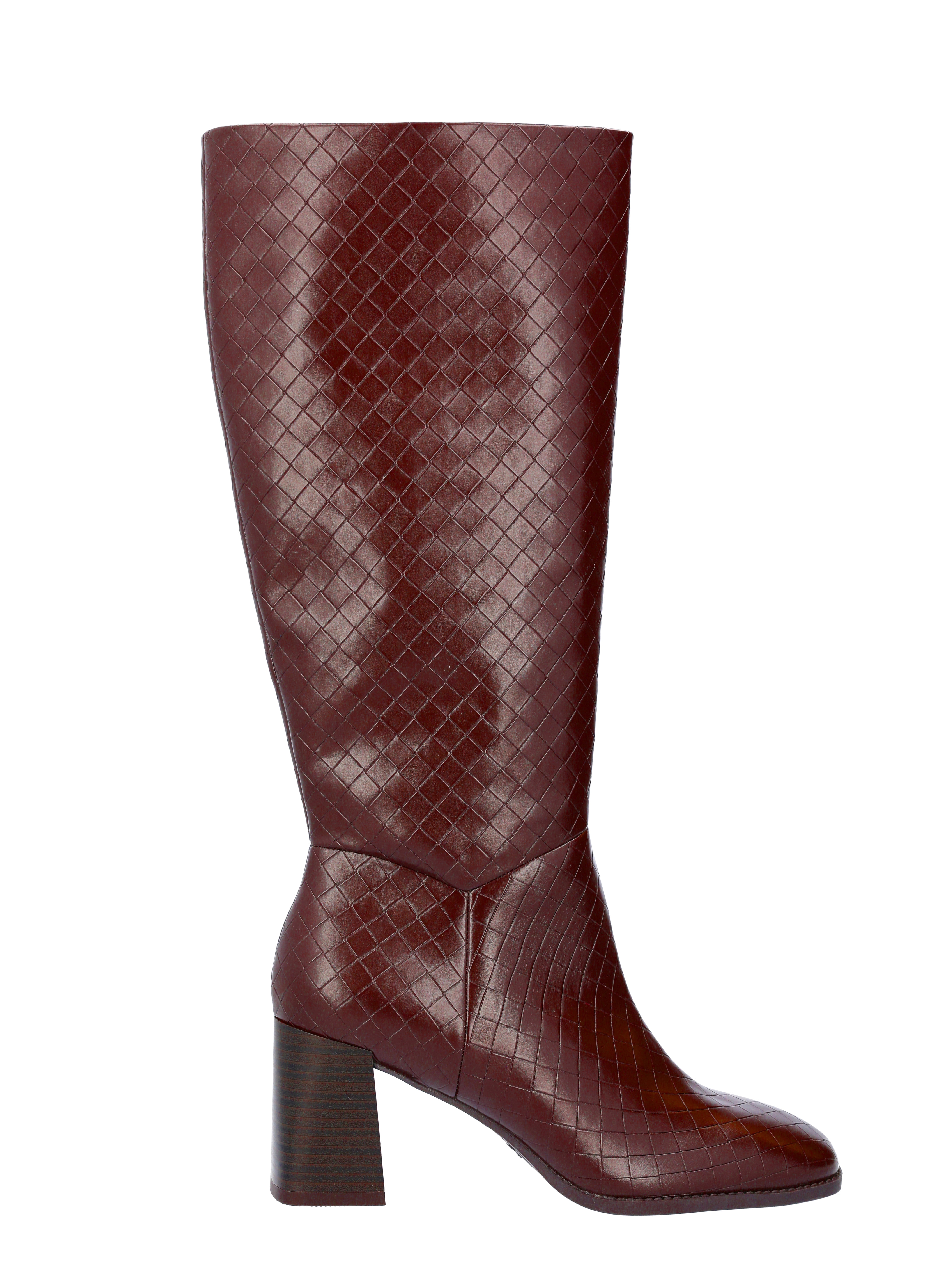 Free Assembly Women's Faux Leather Basketweave Texture Tall Boots, Sizes 6-11