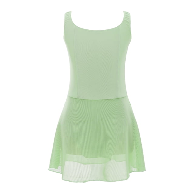 Linjinx Justaucorps de Danse Sans Manches pour Filles Dos Creux Camisole Tutu de Ballet Robe Moderne Lyrique Tenue de Danseuse Type A Vert Clair 130
