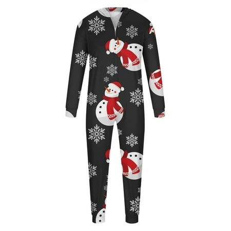 

Parent-child Christmas Set Printed Home Wear Hoodid Pajamas Dads Jumpsuit womens christmas pajamas