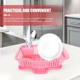 thumbnail image 2 of y UrbanMingle Plastic Dish Drying Rack Dish Draining Rack with Drainboard Kitchen Tableware Drying Basket with Cutlery Holder for Kitchen Counter Pink Pink, 2 of 5
