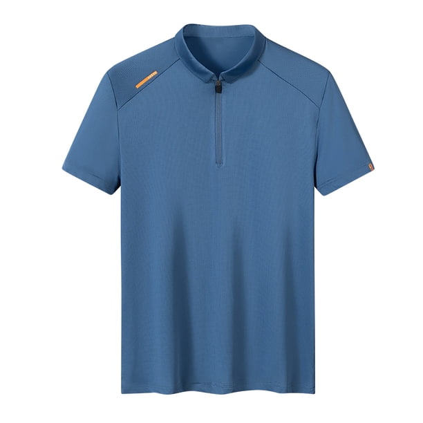 Camisas de Manga Corta de los Hombres Blusa Deportiva Seca Rápidamente con Cuello Girable, Blusa de Manga Corta de Poliéster Casual