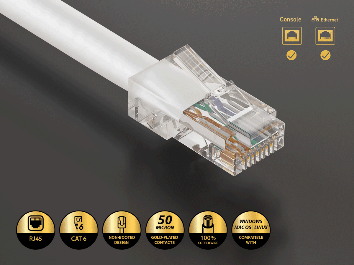 Cable Leader 50ft Cat6 UTP Non-Booted Ethernet Network Patch Cable 24AWG Bare Copper, White