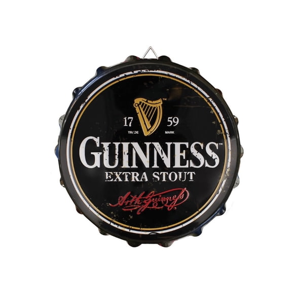 Guinness Enseigne en Métal Contemporaine pour Bouchon de Bouteille (Diamètre de 11,5′′)