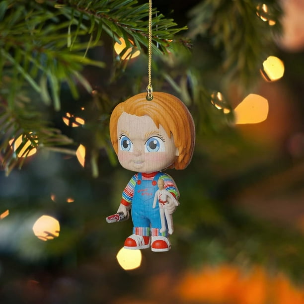 Adornos para árbol de películas de terror, adornos colgantes creativos de terror para Halloween, adornos colgantes de terror para coche, mini adornos para árbol de Halloween, adornos navideños para de