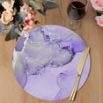 thumbnail image 3 of Purple Marble Round 15 Inch Placemats Set of 8, Modern Abstract Waves Silvery Farmhouse HeatResistant Non Slip Place Mats for Dining Table, Wipeable Braided Kitchen Table Mats for Housewarming, 3 of 9