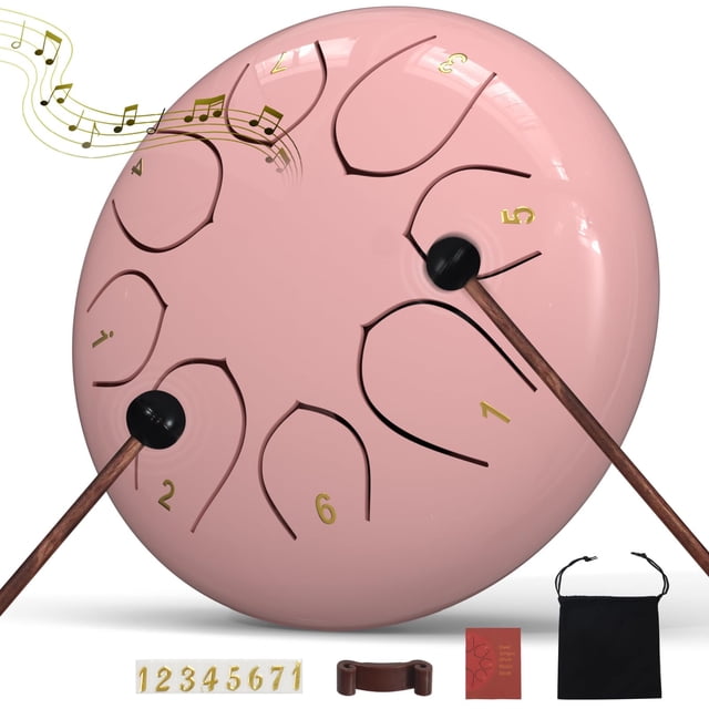 Tambor de acero Innowarmer para lluvia, 6 pulgadas, 8 notas, rosa