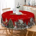 thumbnail image 5 of Christmas Snow Village Round Tablecloth,60 Inch,Washable Stain Resistant Table Cover for Holiday Dinner, 5 of 6