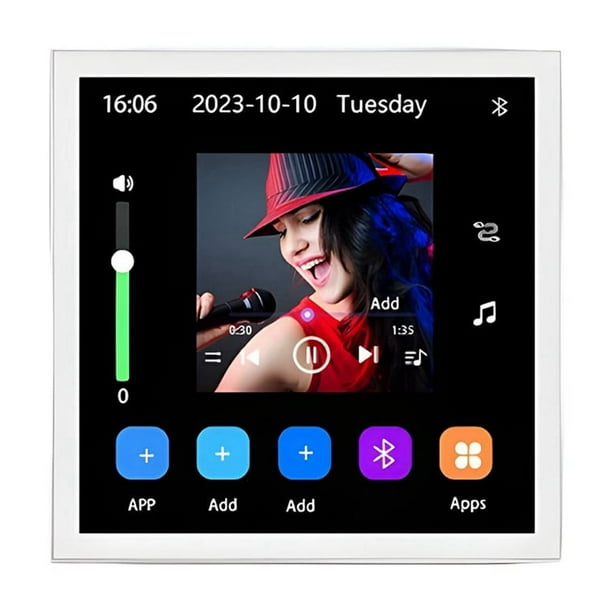 Amplificador de Pared para Cine en Casa con Pantalla Táctil de 4 Pulgadas, Android 10, Eshare, WiFi, Bluetooth, Estéreo Digital, Color