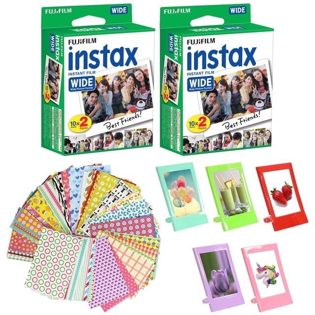Película instantánea Fujifilm Instax Wide 40 hojas, paquete de 2, más marcos
