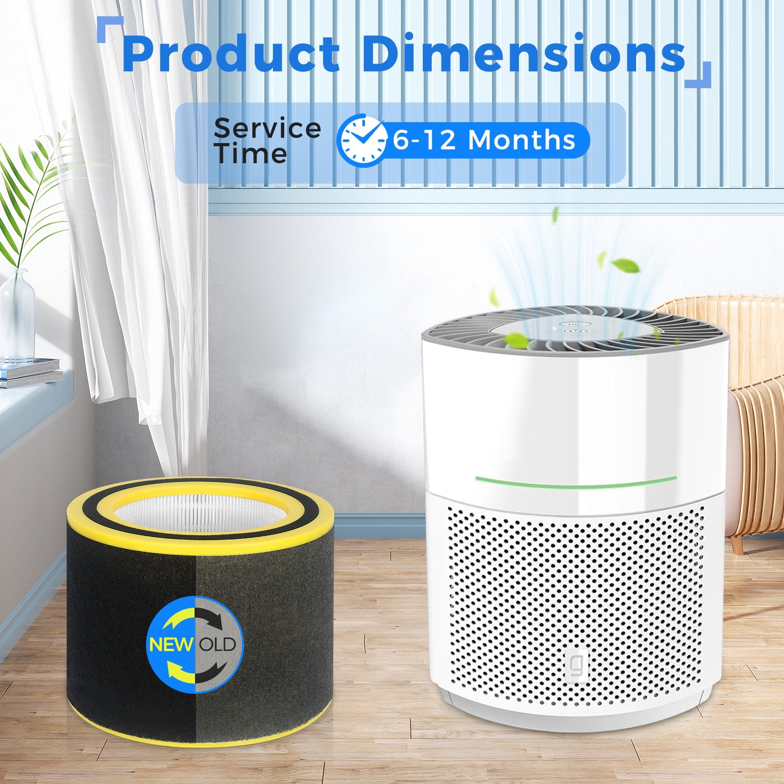 Veyozen 2-Pack FLT151 HEPA Filter V Replacement for Airsafe AC3000W Air Purifier,Compatible with AC3000B AP3151W AC3050 AP3151 AC151 Series,Includes 2 True HEPA + 4 Pre-Filters