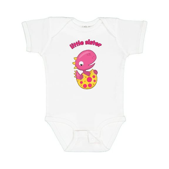 Inktastic Little Sister-dino Girls Baby Bodysuit