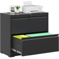 thumbnail image 1 of Omethey 2 Drawer Lateral File Cabinet with Lock, Metal Filing Cabinet for Home Office, Printer Stand, Fits A4/Letter/Legal Size File Folders, Assembly Required (Black), 1 of 9
