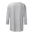 thumbnail image 4 of MIXUE Womens Summer Tops Summer Solid Color Round Neck Hollow Out 3/4 Sleeve Slim Casual Comfortable Tee Shirts Activewear,Gray,S, 4 of 5