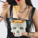 thumbnail image 1 of RXIRUCGD Cuenco de calavera humana para Halloween, cuenco de espaguetis, cerámica, artesanías, decoración, vajilla, comida para el hogar, cuenco de dulces, 1 of 8