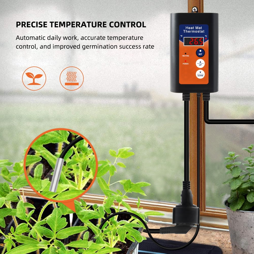 TFixol Digital Heat Mat Thermostat 1000W 110V 41-108℉ Temperature - Main Image