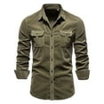 thumbnail image 1 of Babysbule Chemises pour Hommes Offres Chemise en Velours Côtelé à Manches Longues Col Rabattu Ajustée Décontractée, 1 of 2