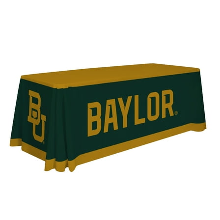 Baylor Bears 6' College Sports Printed Table Throw - NCAA Licensed - Polyester Draped - School Tablecloth (Green, Gold)