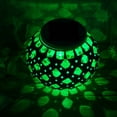 thumbnail image 2 of Lámpara LED solar impermeable para jardín, con forma de bola de mosaico de vidrio, ideal para interiores y exteriores (naranja, amarillo y verde), 2 of 7
