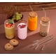 thumbnail image 5 of 8 vasos de vidrio con tapas de bambú y pajitas de vidrio, 16 oz, 5 of 7