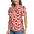 thumbnail image 2 of Vsdgher Cute Strawberry Women Shirts V Neck Short Sleeve Tops T-Shirt Basic Tees, S to 3XLLarge, 2 of 5