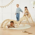 thumbnail image 4 of Tiny Land 7 in 1 Foldable Wooden Pikler Triangle Set, Montessori Jungle Gym for Toddlers, Indoor Playground for Kids 2-6 Years, 4 of 9