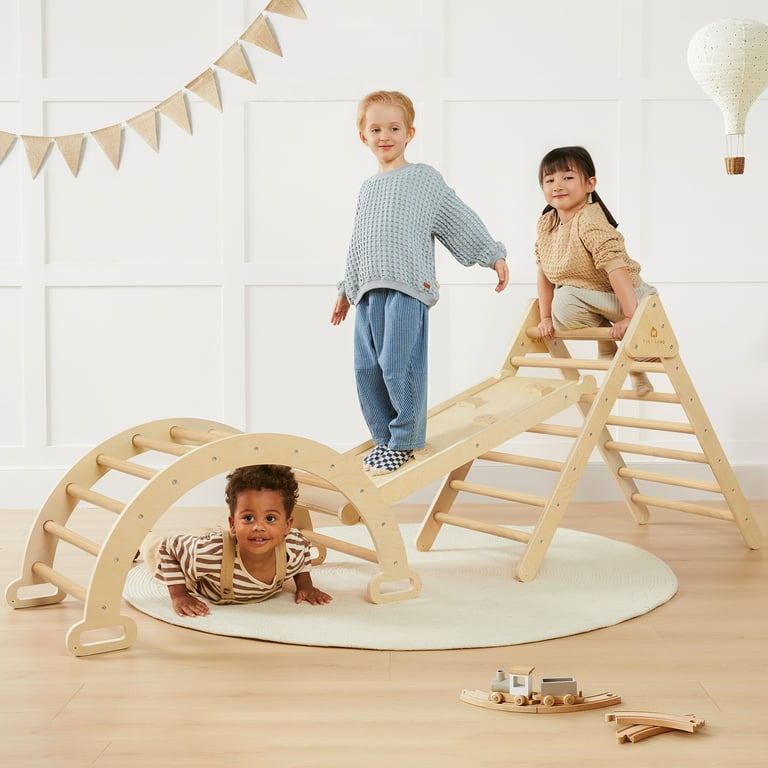 Tiny Land 7 in 1 Foldable Wooden Pikler Triangle Set, Montessori