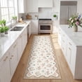 thumbnail image 2 of Nanan 2'x6' Floral Runner Rug Kitchen Hallway Non Slip Bedroom Runner Rug Soft Low Pile Foldable Mat for Laundry Room, Beige, 2 of 8