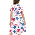 thumbnail image 4 of Odeerbi Niñas Día de La Independencia Vestido de Línea A Verano Patriótico Cuello Redondo Manga Corta Vestido Casual, 4 of 9