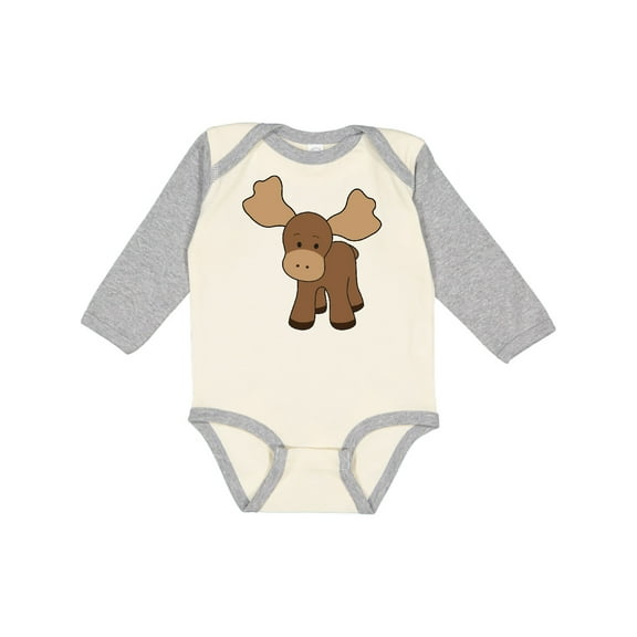 Inktastic Cute Moose Boys or Girls Long Sleeve Baby Bodysuit