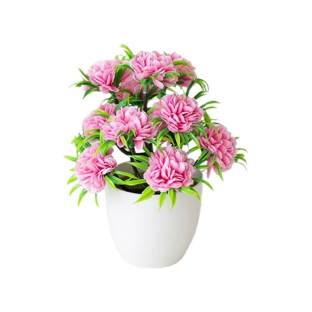 Chrysanthemum 12 Headed Potted Green Floral Arrangement for Desktop Centerpiece Home with Realistic Silk and Non- Base