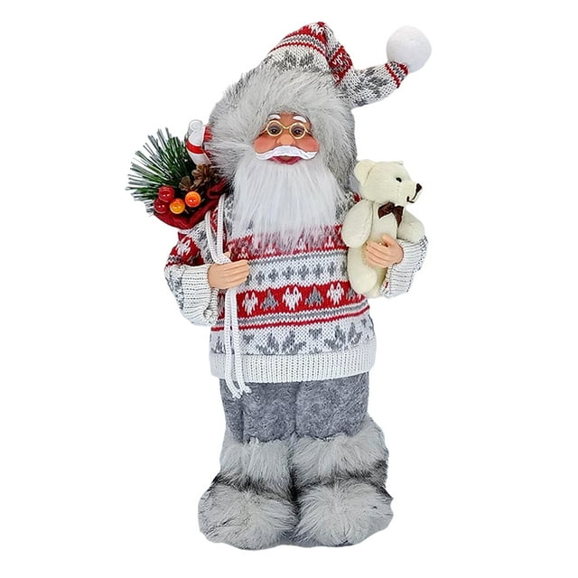 Tholdsy De pie Santa Claus Año Nuevo Árbol de Navidad Juguetes de peluche Viejo hombre Favores de fiesta Muñeca Sentimiento de Navidad Accesorios Cables de audio/vídeo