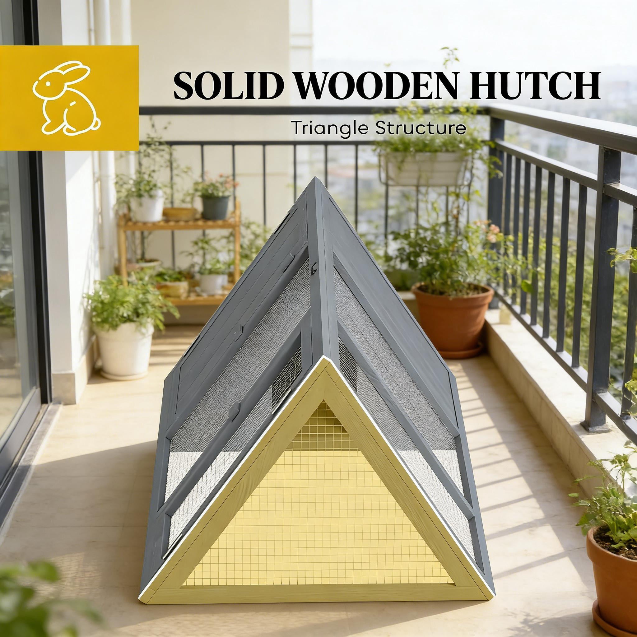 Small Animal Cage, Rabbit Hutch Wooden Triangle Bunny House