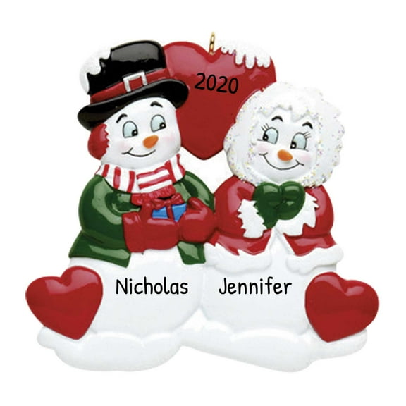 Ornaments by Elves Personalized Couple Christmas Ornament 2024 Snowman Christmas Tree Ornament