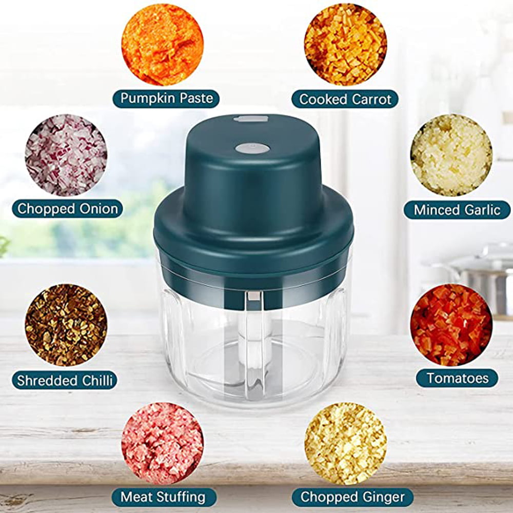  Hiraethore Electric Mini Garlic Chopper, Wireless Portable Food  Processor, Waterproof Garlic Masher Blender, Vegetables Onions Chili Meat  Nuts Salad Pepper Ginger Baby Food(250ML), New White (DSB-1) : Home &  Kitchen