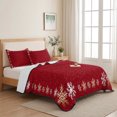 thumbnail image 5 of Quilts King Size Bedding Set, Red Snowflake Christmas Lightweight Quilted Comforter, Xmas Winter Modern Snowflake Soft Reversible Bedspread Coverlet with Pillow Covers for All Season, 96" x 106", 5 of 9