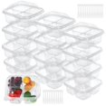 thumbnail image 2 of 50 PCS Clear Plastic Food Boxes with 200 Plastic Forks, 4-Compartment Snack Fruit Yogurt Containers, Leakproof Food Containers with Lids, Divided Food Storage Containers for School Work Travel, 2 of 6