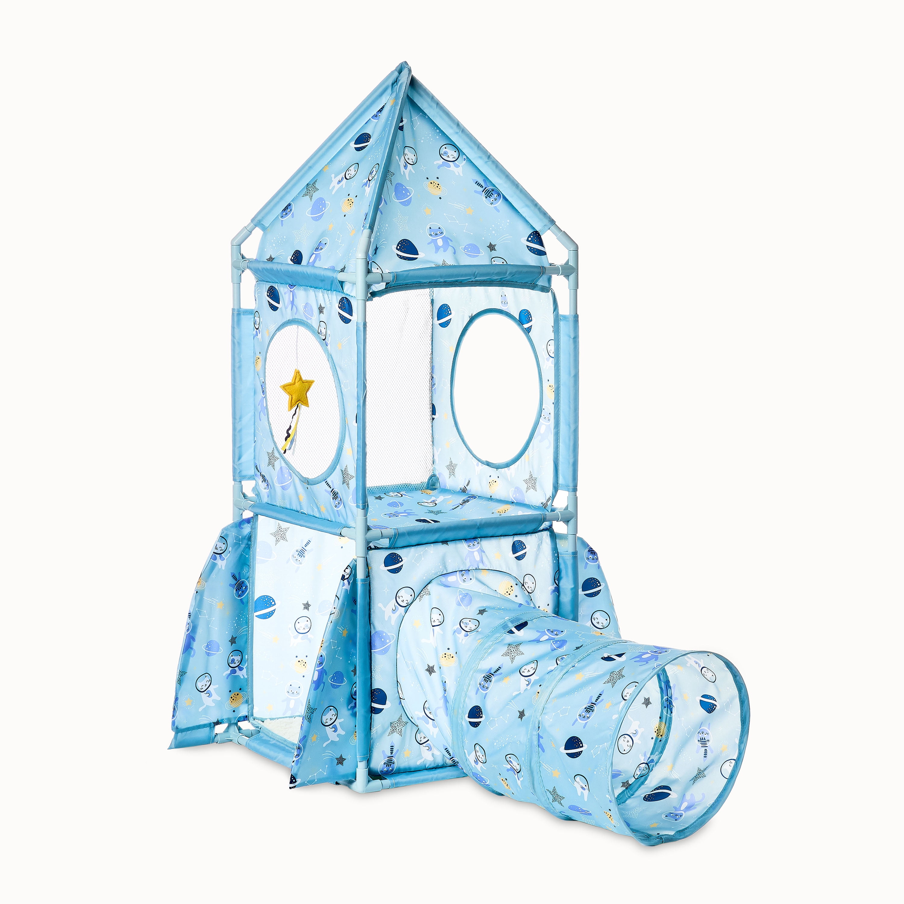 Vibrant Life Pop Open Space Rocket Cat Tower, Blue, 41 in