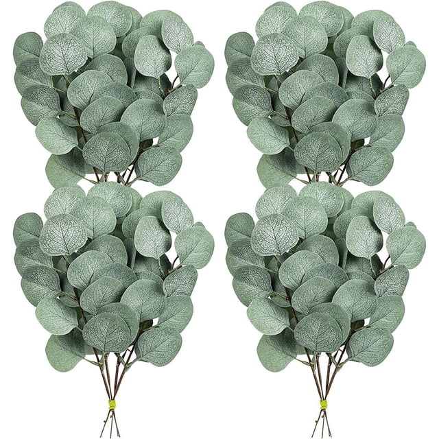 16 hojas de eucalipto artificiales, eucalipto artificial falso, plantas de hojas artificiales para fiestas, habitaciones y bodas