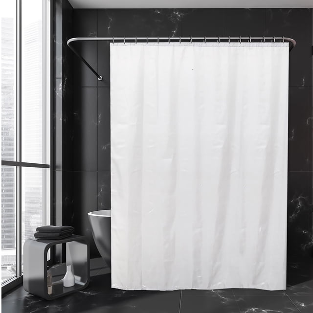White Extra Wide Shower Curtain Polyester 16 Rings 95"W x 79"H