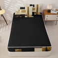 thumbnail image 4 of Castle Fairy Mid Century Gold Square Relief Zipper Twin Comforter Sets with Fitted Sheet and 2 Pillowcases,Abstract Textured Brush Splash Zipper Bedding Set,Black Cream,Reversible, 4 of 7