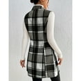 thumbnail image 4 of Arlun Womens Flannel Plaid Vest Coats Trendy Long Sleeveless Lapel Button down Jackets Casual Fall Winter Checkered Shacket No Hooded Coat Soft Comfort Outwear Black M, 4 of 5