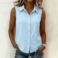 thumbnail image 2 of HappyYEE Women’s Sleeveless Shirt Summer Lapel Neck Button Tank Top Regular Fits Casual Business Work Tanks ,Sky Blue,L, 2 of 7