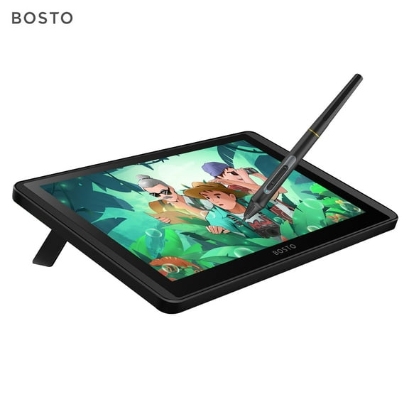 BOSTO 12HD-A H-IPS LCD Graphics Drawing Tablet 11.6 Inch Size 1366x768 Display 8192 Pressure Level Passive Technology with Tilt Function Support  MacOS with Interactive Stylus Pen