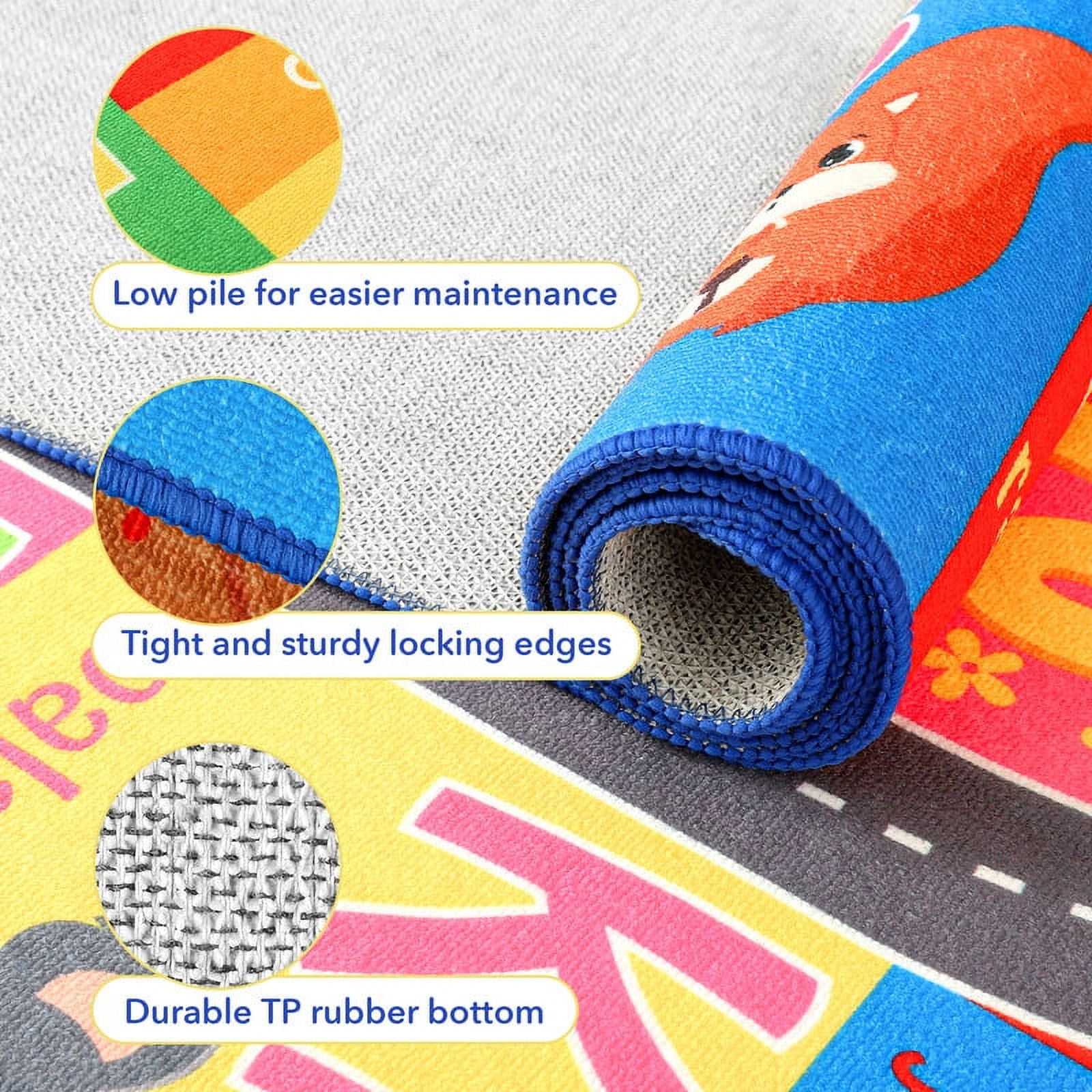 Lochas Kids Carpet Play Mat Educational Learning Rugs for Playing Children Area Rugs for Bedroom Playroom Nursery,Blue,7x10 Feet