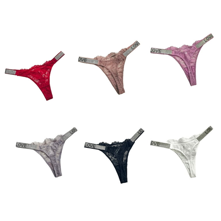 Satin Bikini Panties Lot Sexy Panties Thongs for Women Letter Rhinestones G  String Low Rise Tanga Stretch (Pink, S) : : Clothing, Shoes &  Accessories